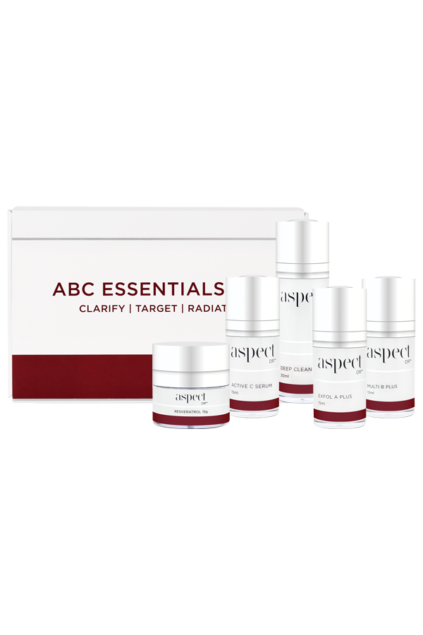 The Aspect Dr ABC Essential Kit is the ultimate skin management system. An Australian Skincare routine kit including vitamin A, B & C serums, cleanser and moistiriser