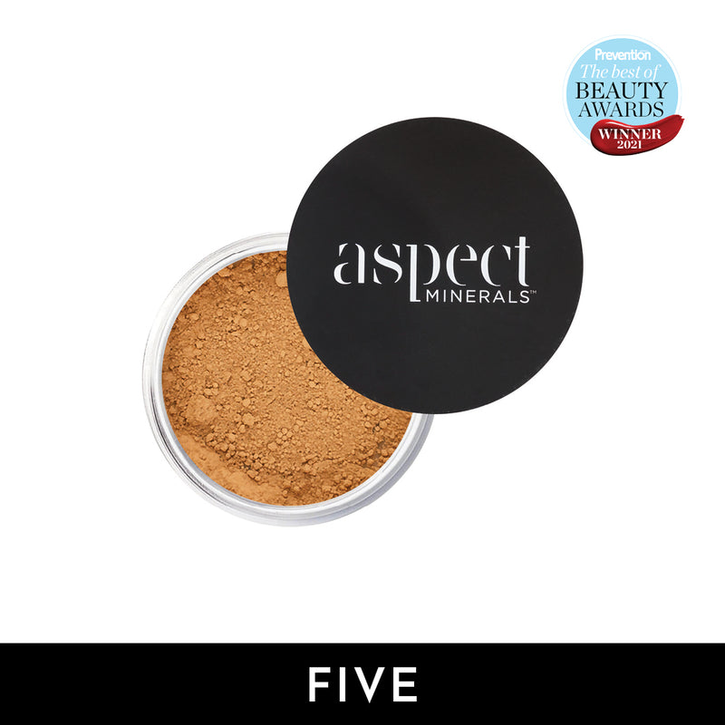 Aspect Minerals, mineral makeup powder with SPF25. Award winning mineral makeup shade five